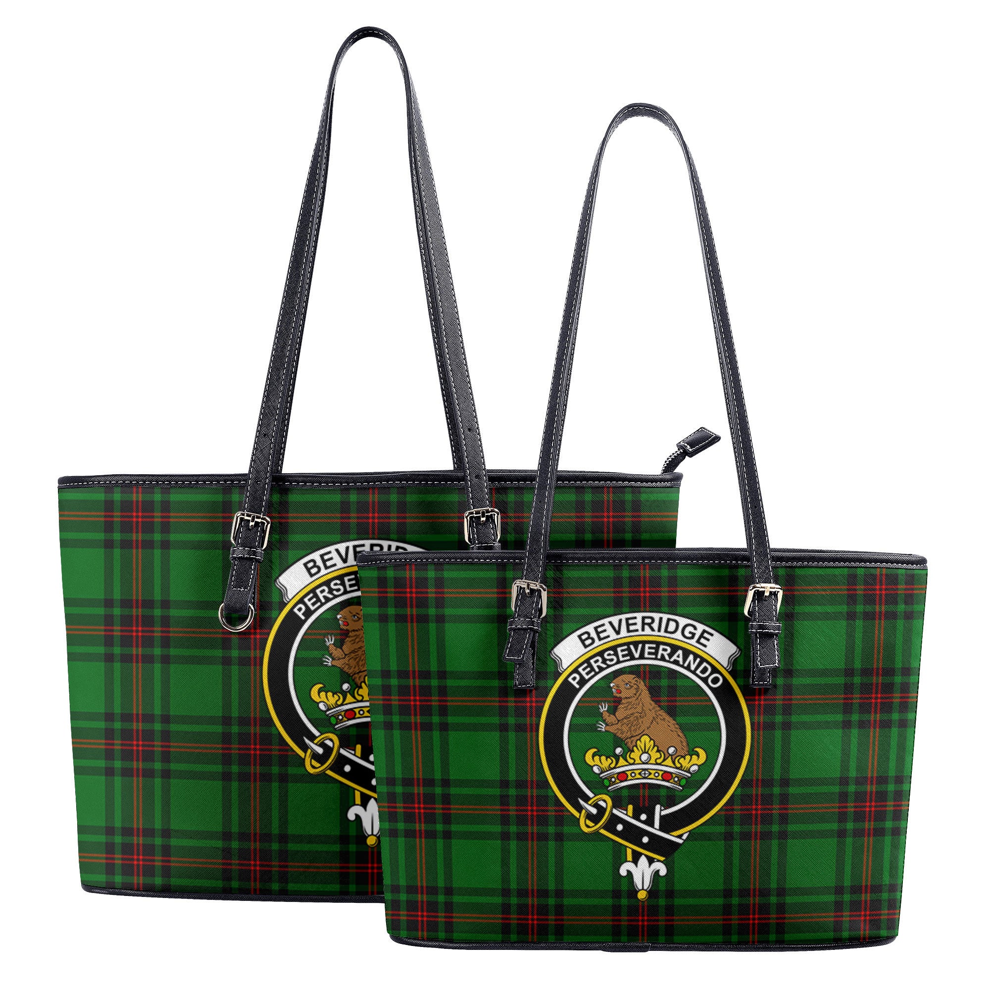 Beveridge Tartan Crest Leather Tote Bag