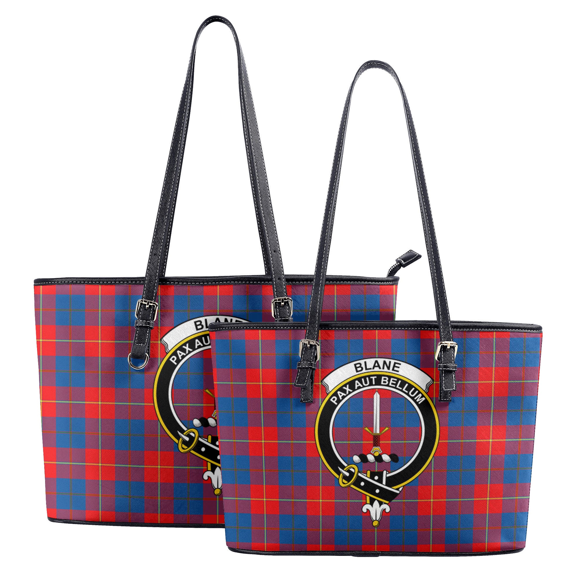 Blane Tartan Crest Leather Tote Bag