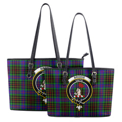 Brodie Hunting Modern Tartan Crest Leather Tote Bag