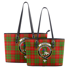 Burnett Ancient Tartan Crest Leather Tote Bag