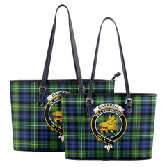 Campbell Argyll Ancient Tartan Crest Leather Tote Bag