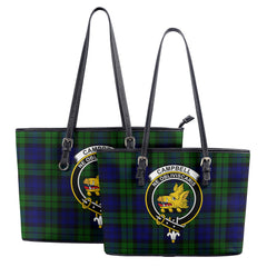 Campbell Modern Tartan Crest Leather Tote Bag