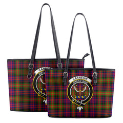 Carnegie Modern Tartan Crest Leather Tote Bag