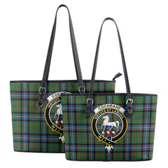 Cochrane Ancient Tartan Crest Leather Tote Bag