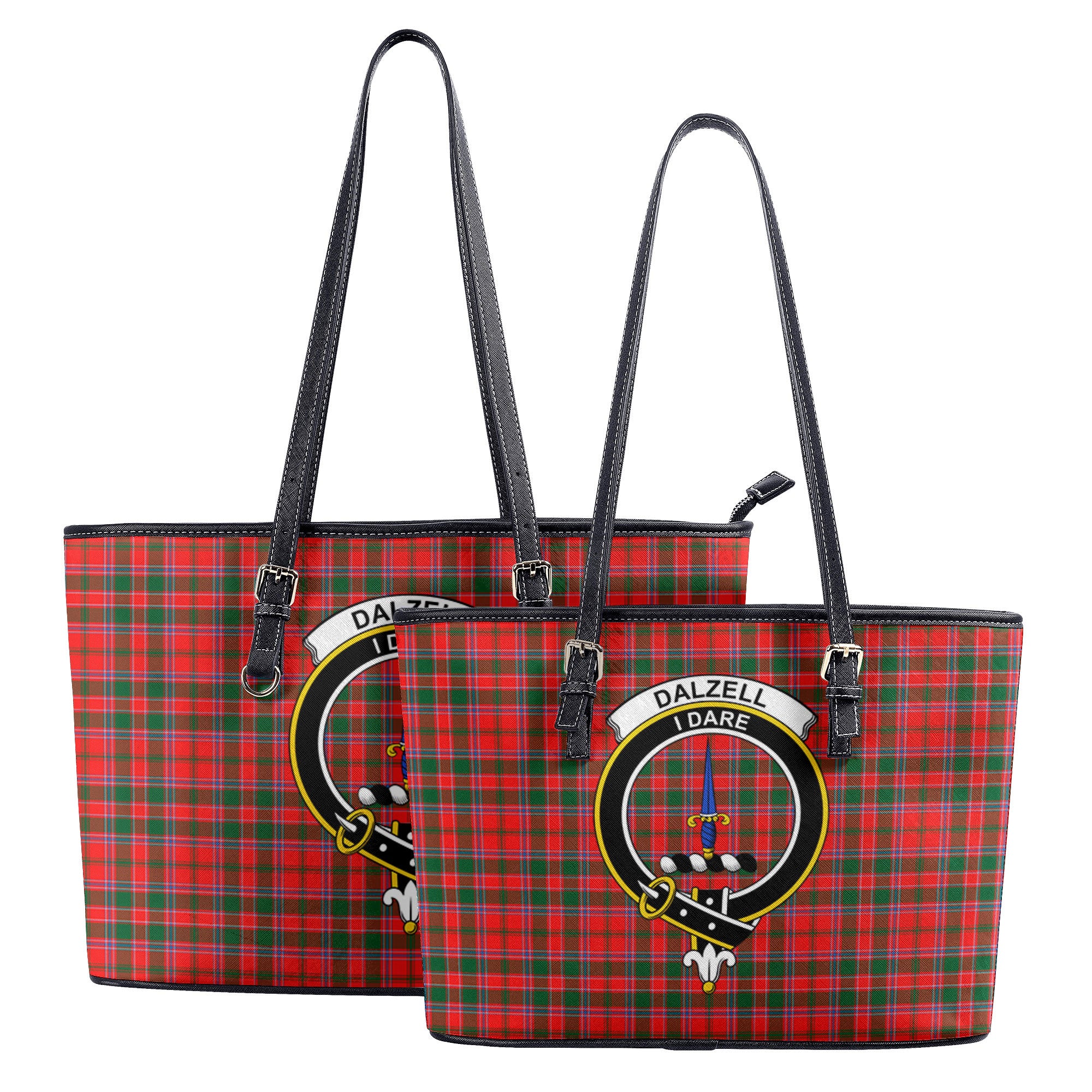 Dalziel Modern Tartan Crest Leather Tote Bag