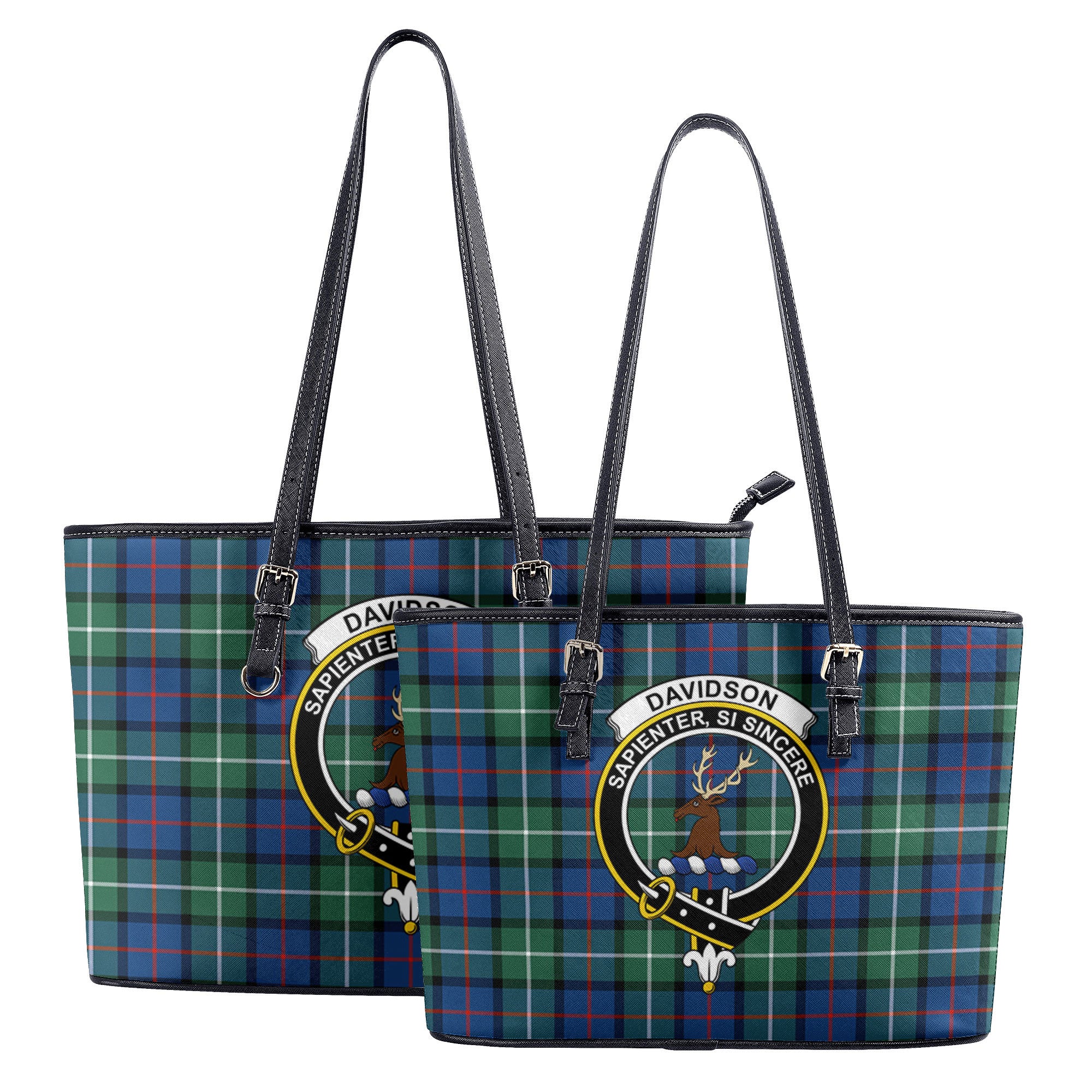 Davidson of Tulloch Tartan Crest Leather Tote Bag