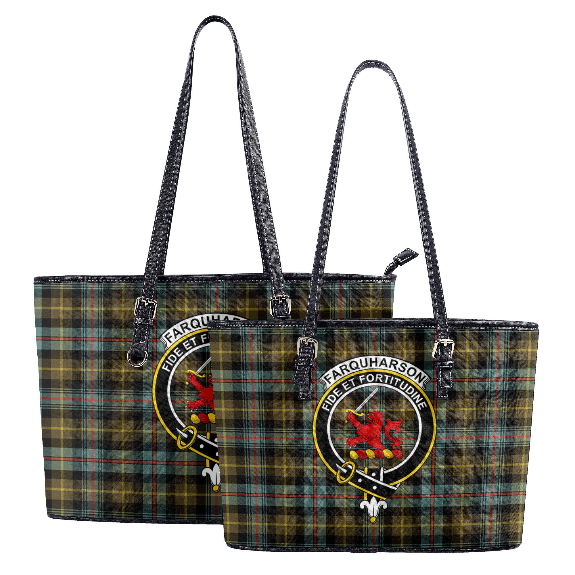 Farquharson Weathered Tartan Crest Leather Tote Bag