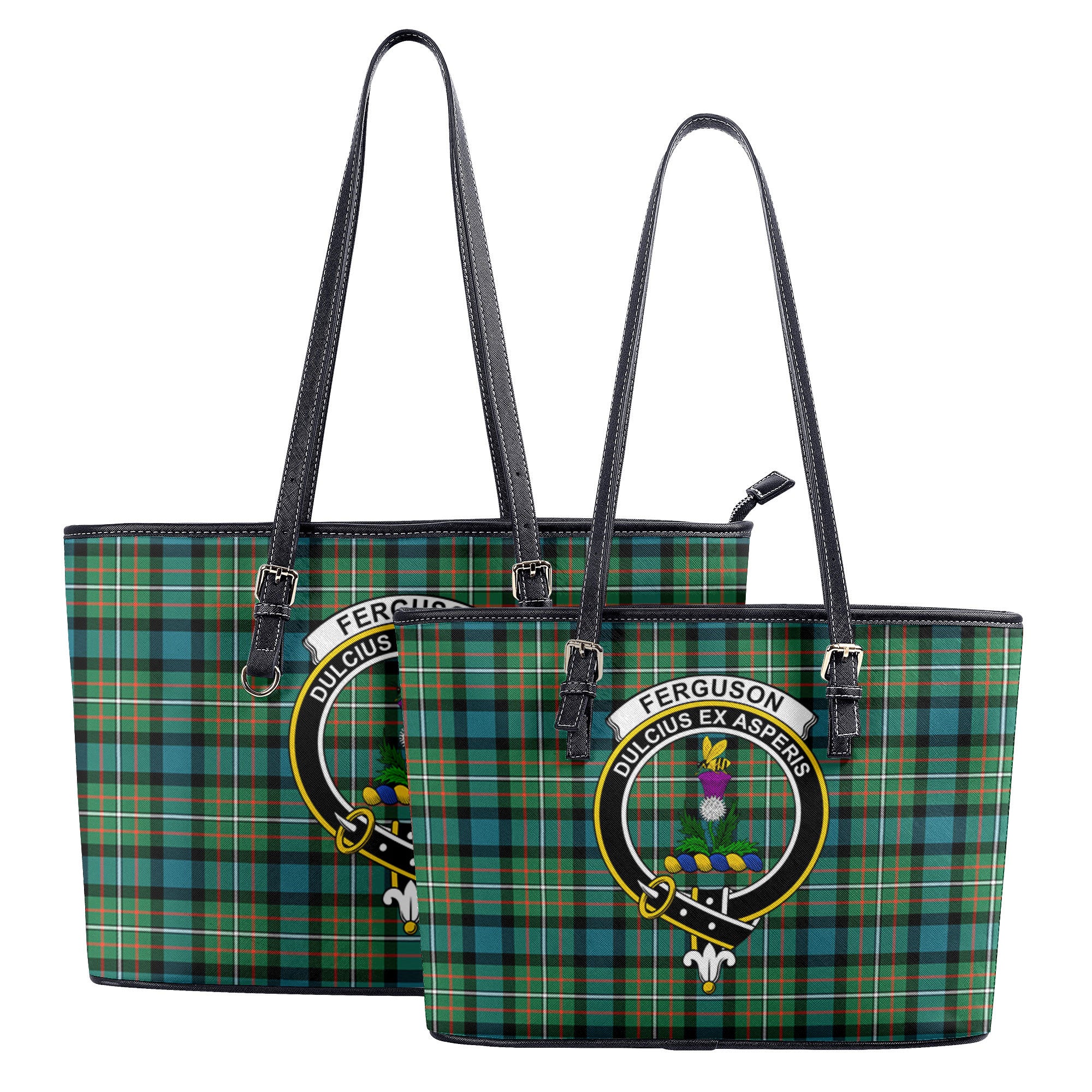 Ferguson Ancient Tartan Crest Leather Tote Bag