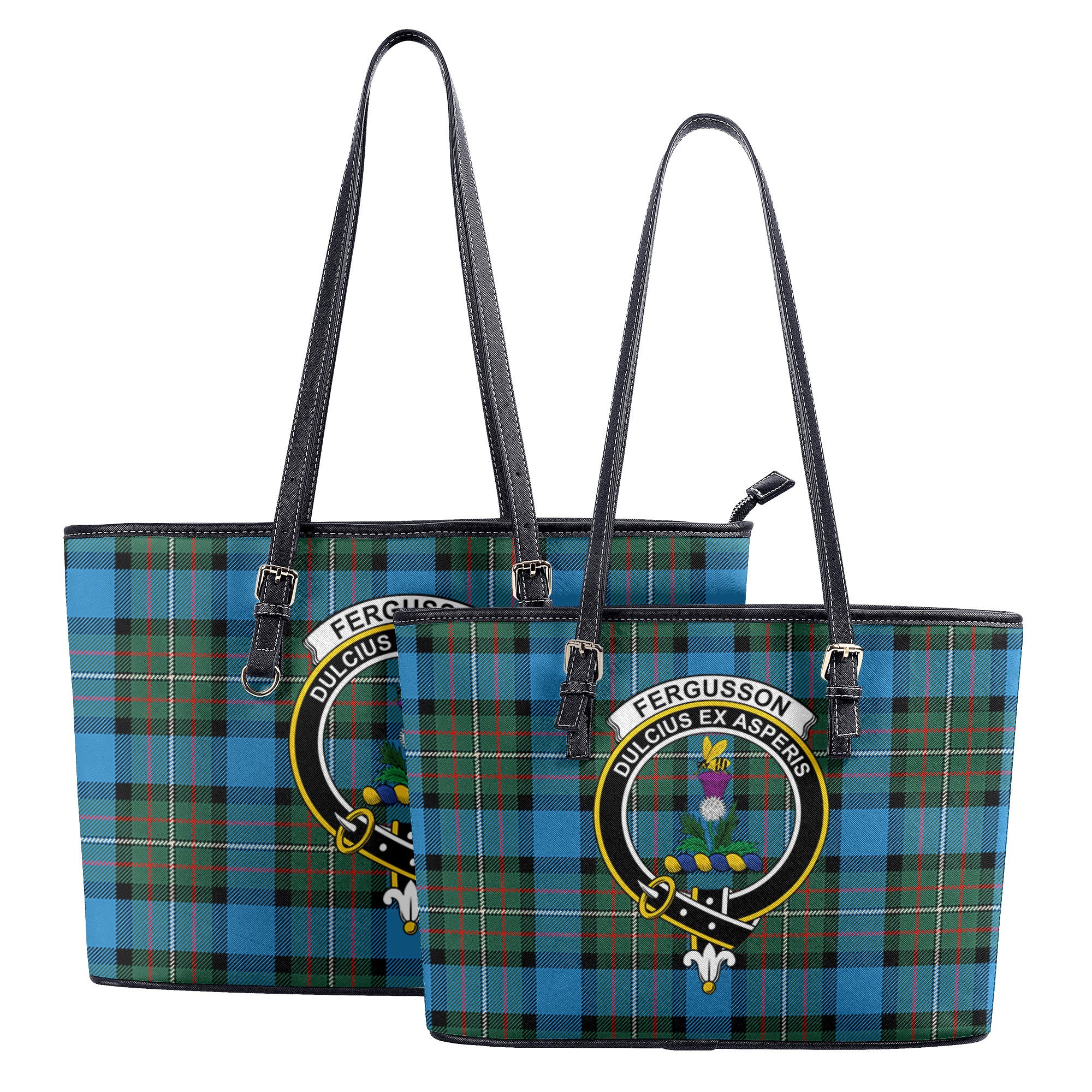 Fergusson Ancient Tartan Crest Leather Tote Bag