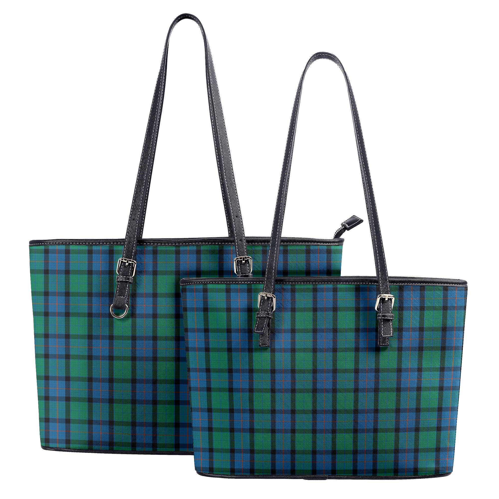 Flower of Scotland Tartan Leather Tote Bag