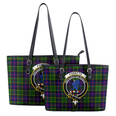 Forsyth Modern Tartan Crest Leather Tote Bag