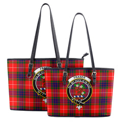 Fraser Tartan Crest Leather Tote Bag