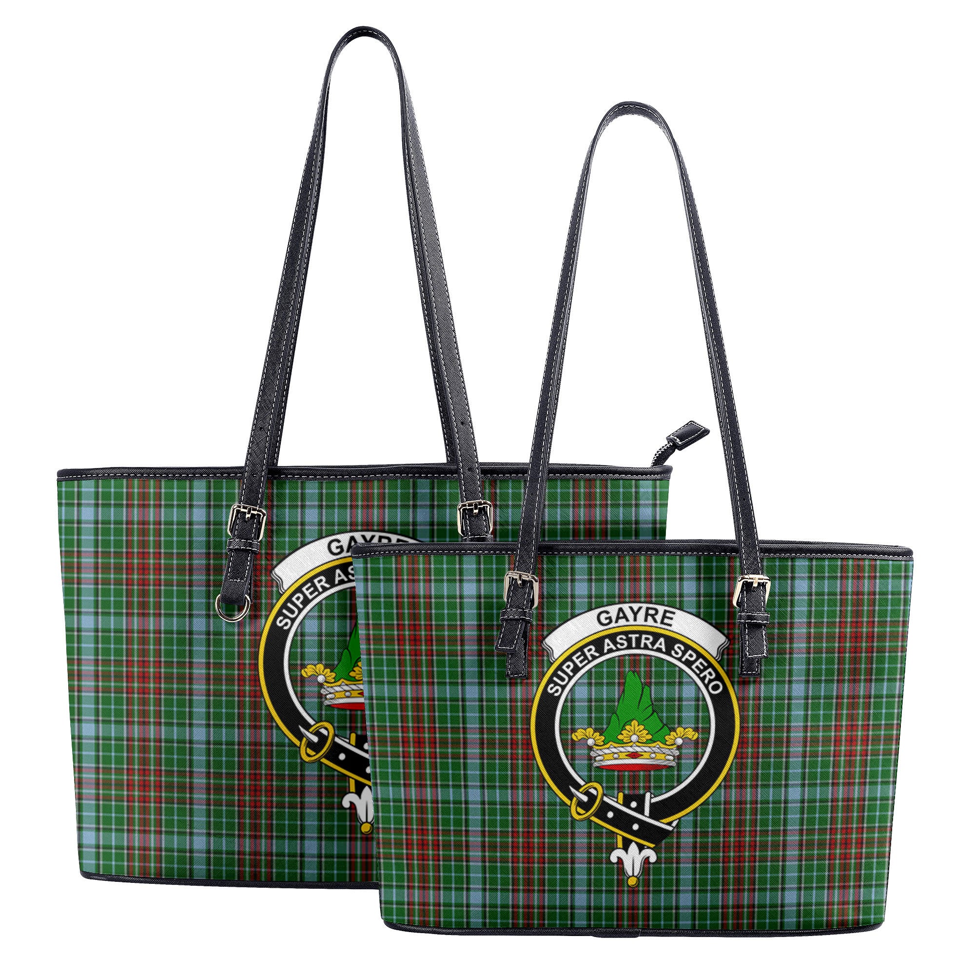 Gayre Tartan Crest Leather Tote Bag