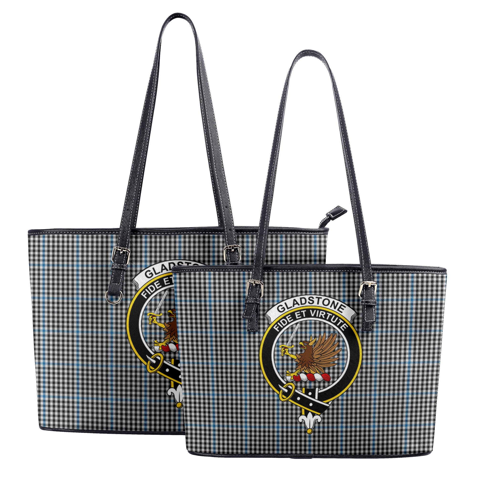 Gladstone Tartan Crest Leather Tote Bag