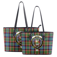 Glass Tartan Crest Leather Tote Bag