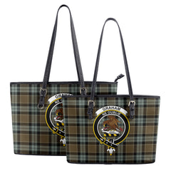 Graham of Menteith Weathered Tartan Crest Leather Tote Bag