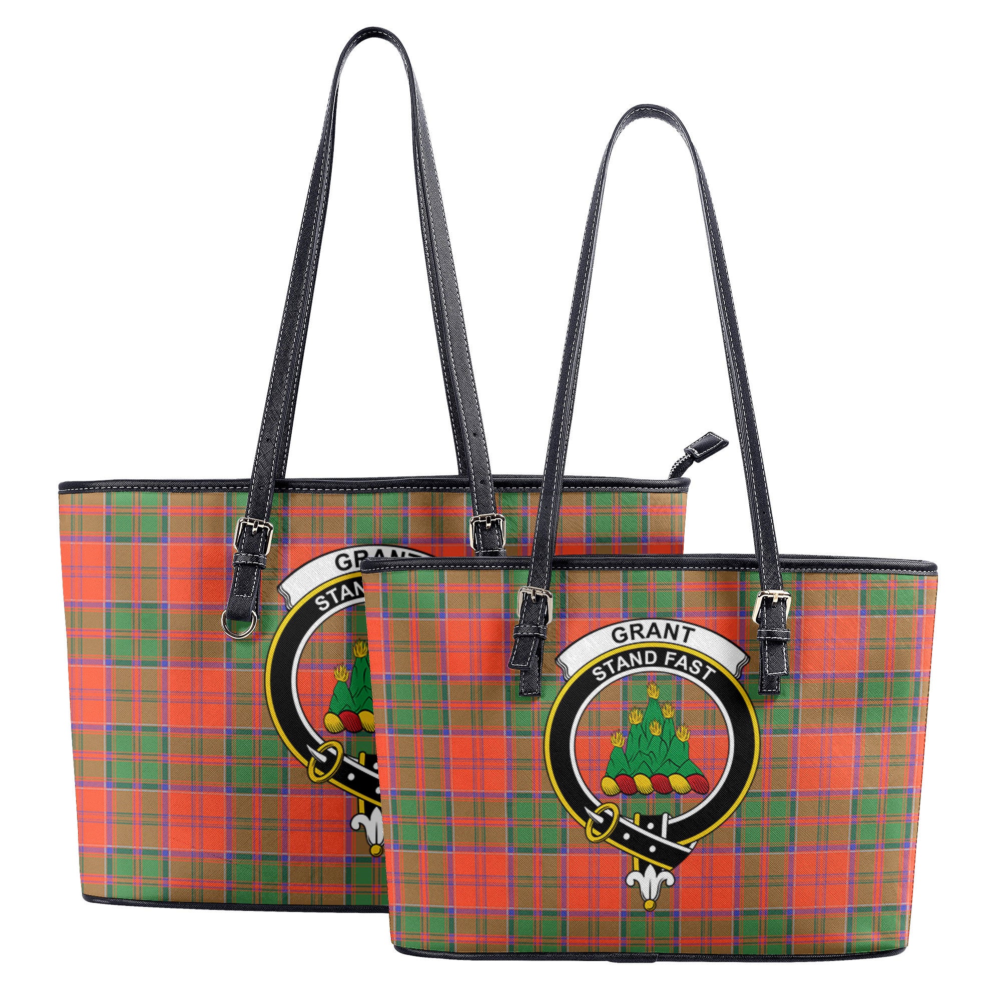 Grant Ancient Tartan Crest Leather Tote Bag