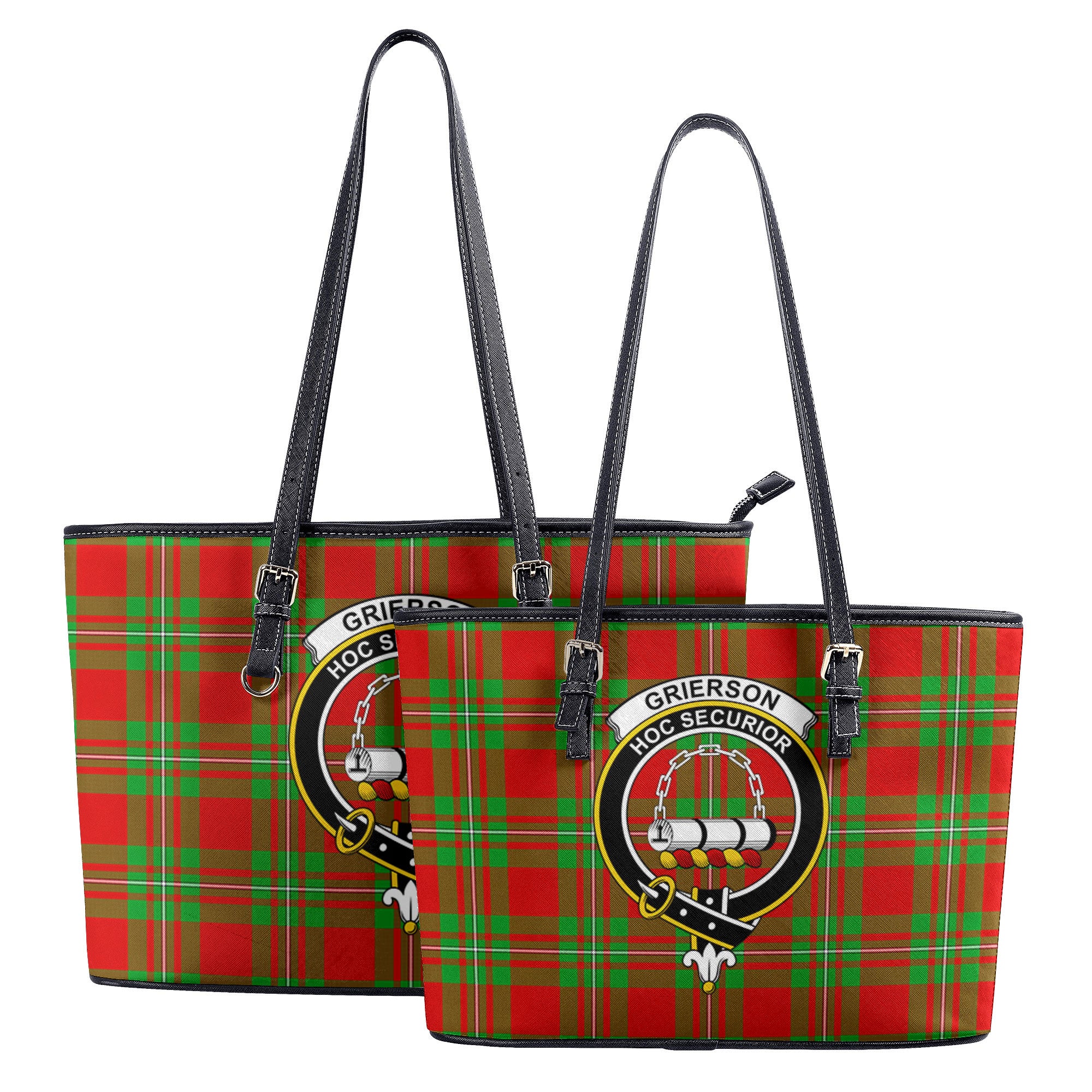 Grierson Tartan Crest Leather Tote Bag