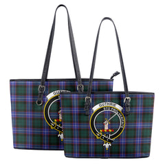 Guthrie Modern Tartan Crest Leather Tote Bag