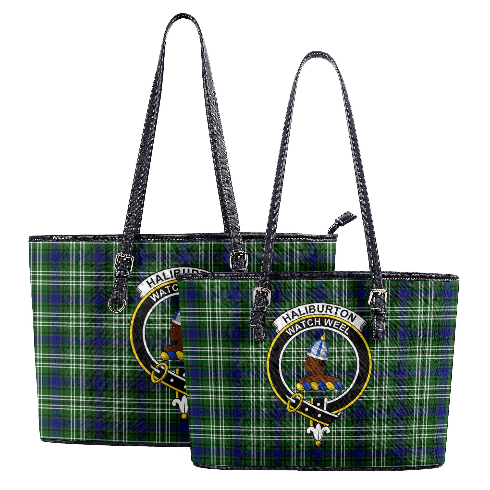 Haliburton Tartan Crest Leather Tote Bag