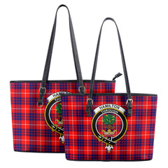 Hamilton Modern Tartan Crest Leather Tote Bag