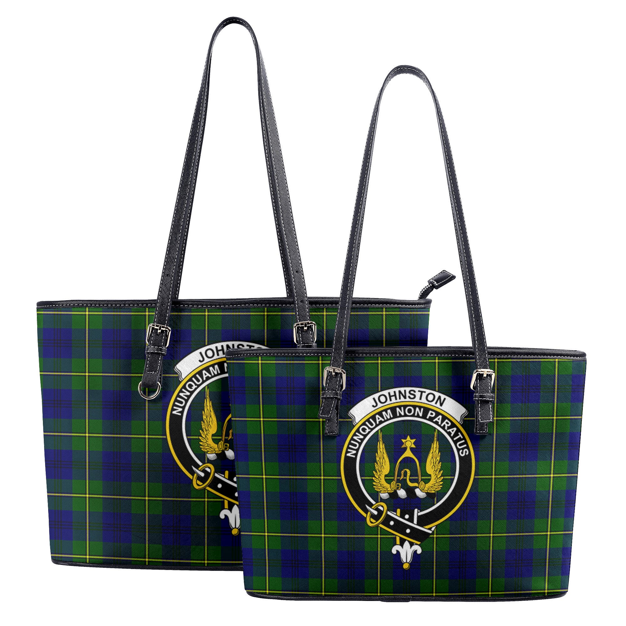 Johnston Modern Tartan Crest Leather Tote Bag