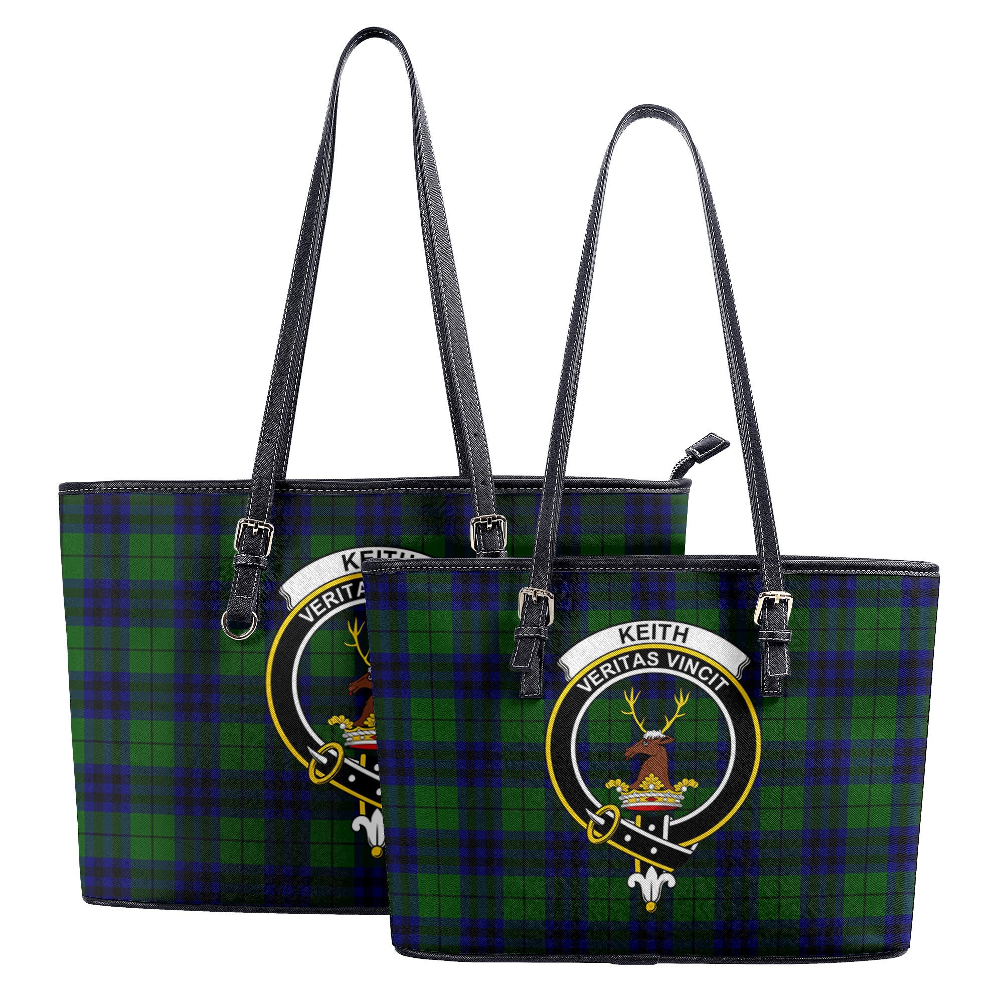 Keith Modern Tartan Crest Leather Tote Bag