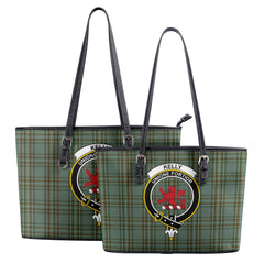 Kelly Dress Tartan Crest Leather Tote Bag