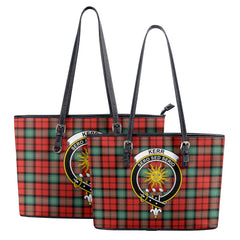 Kerr Ancient Tartan Crest Leather Tote Bag