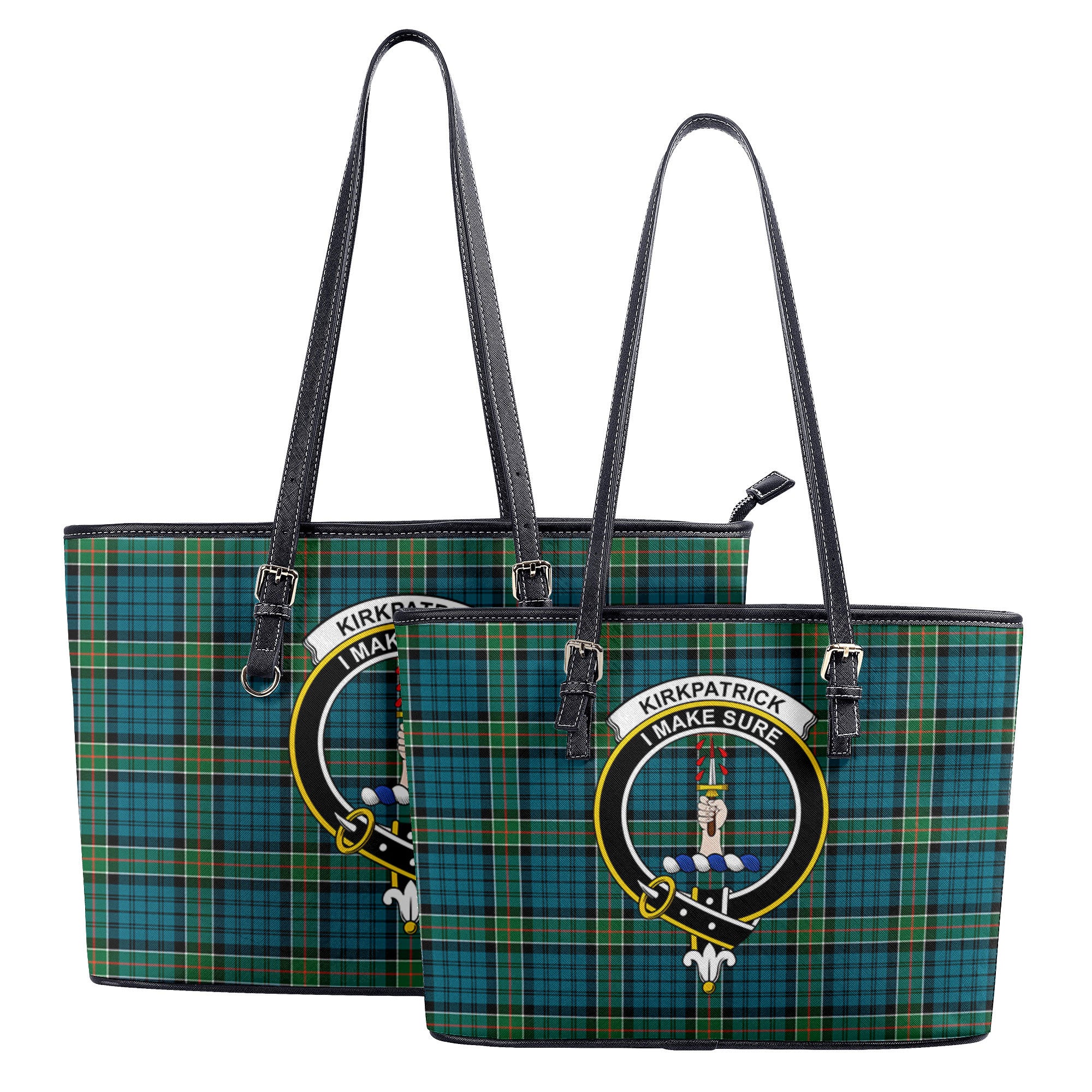 Kirkpatrick Ancient Tartan Crest Leather Tote Bag