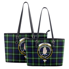 Lamont Modern Tartan Crest Leather Tote Bag