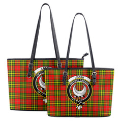 Leask Tartan Crest Leather Tote Bag