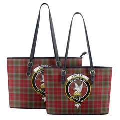 Lindsay Weathered Tartan Crest Leather Tote Bag