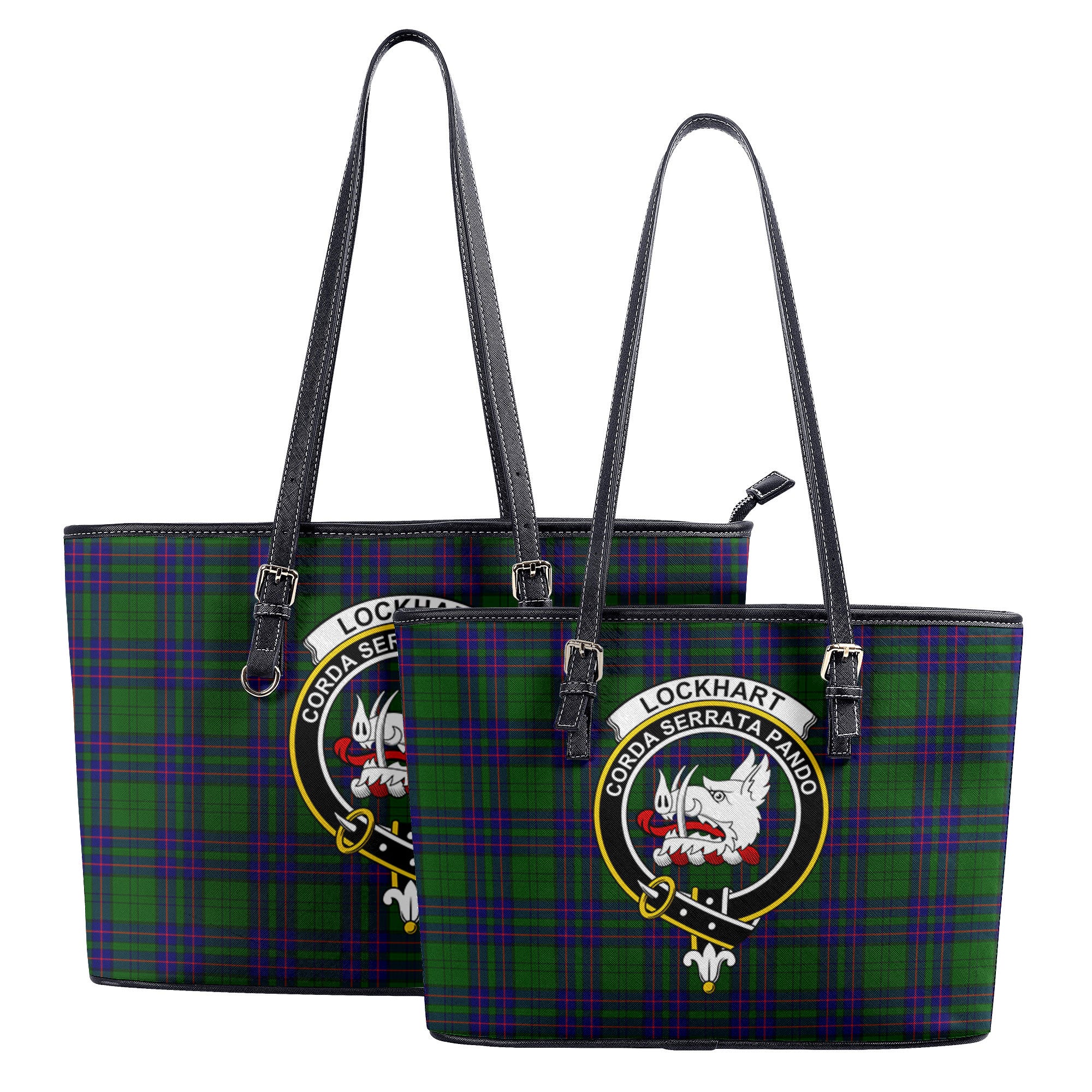 Lockhart Modern Tartan Crest Leather Tote Bag