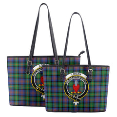 Logan Ancient Tartan Crest Leather Tote Bag