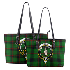 Logie Tartan Crest Leather Tote Bag