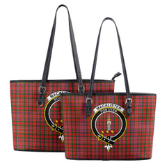 MacAlister Modern Tartan Crest Leather Tote Bag