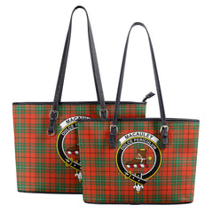 MacAuley Ancient Tartan Crest Leather Tote Bag