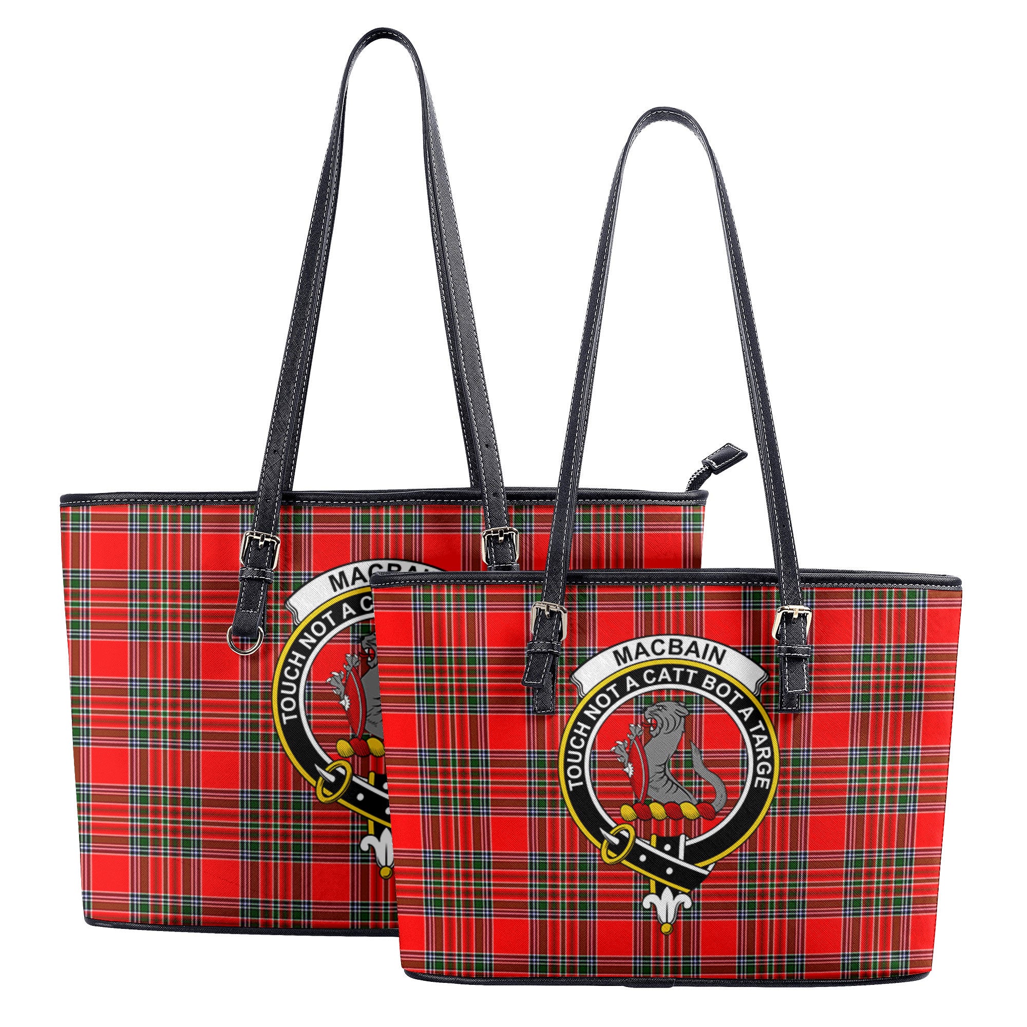 MacBain Tartan Crest Leather Tote Bag