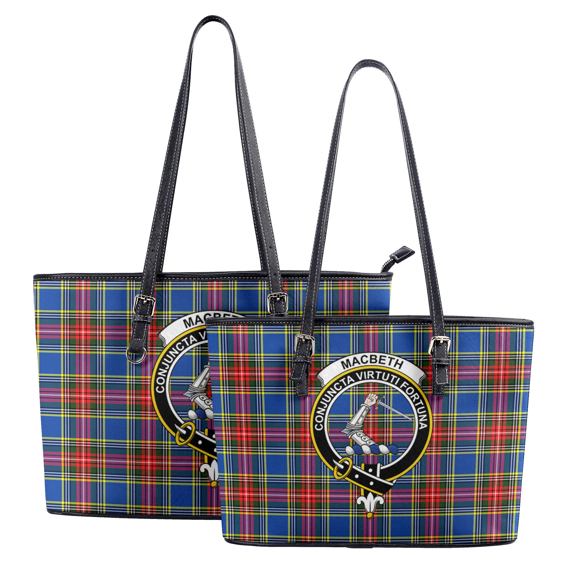 MacBeth Modern Tartan Crest Leather Tote Bag