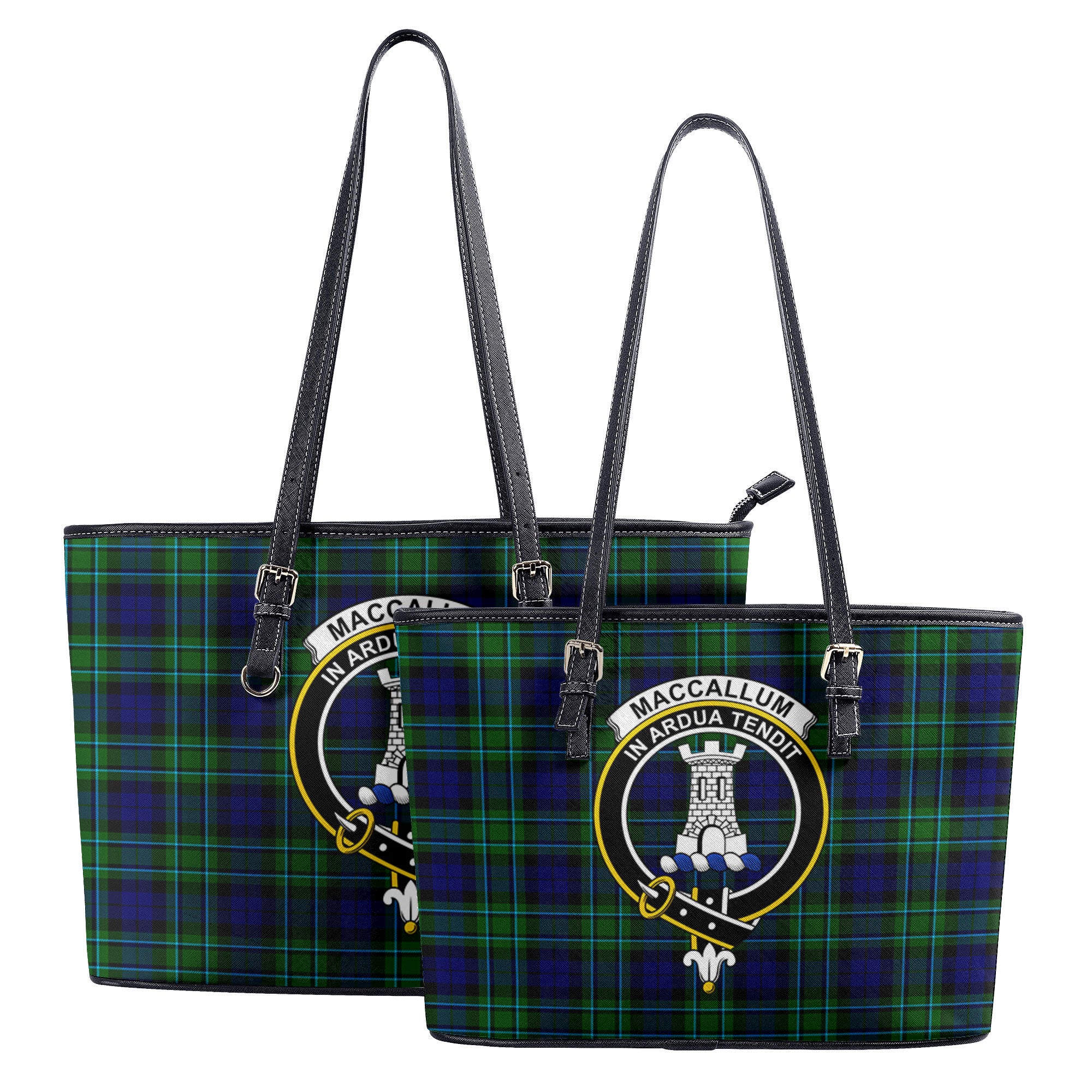 MacCallum Modern Tartan Crest Leather Tote Bag