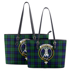 MacCallum Modern Tartan Crest Leather Tote Bag