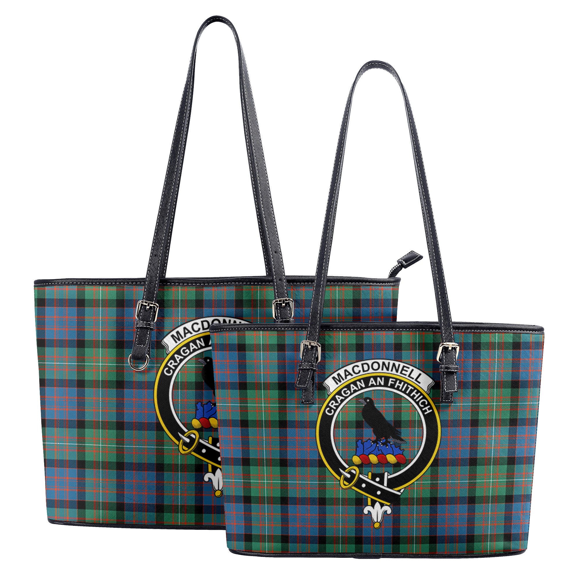 MacDonnell of Glengarry Ancient Tartan Crest Leather Tote Bag