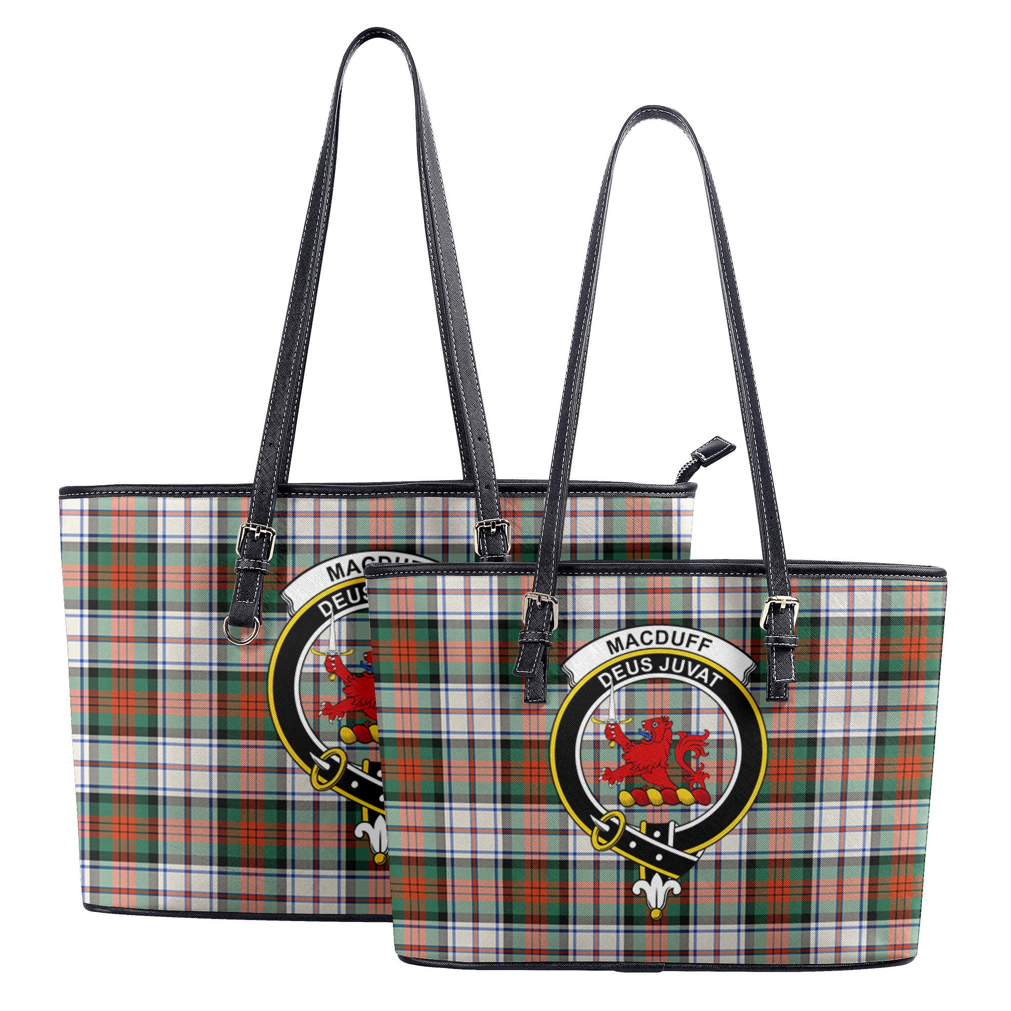 MacDuff Dress Ancient Tartan Crest Leather Tote Bag