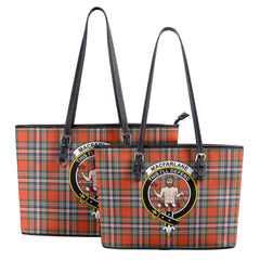 MacFarlane Ancient Tartan Crest Leather Tote Bag