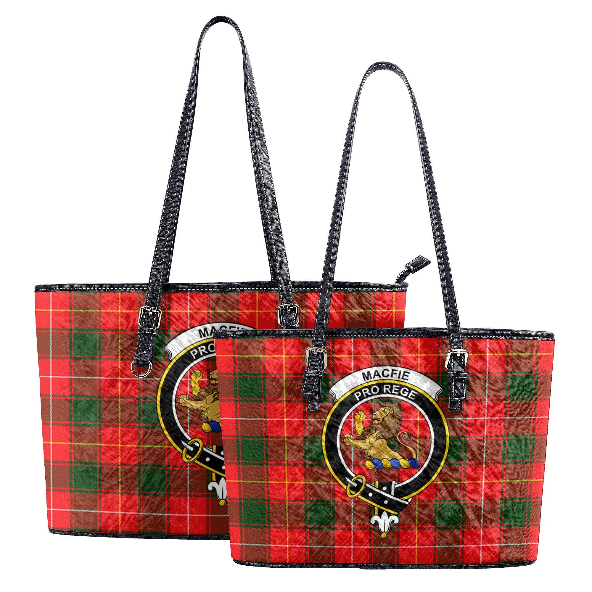 MacFie Tartan Crest Leather Tote Bag