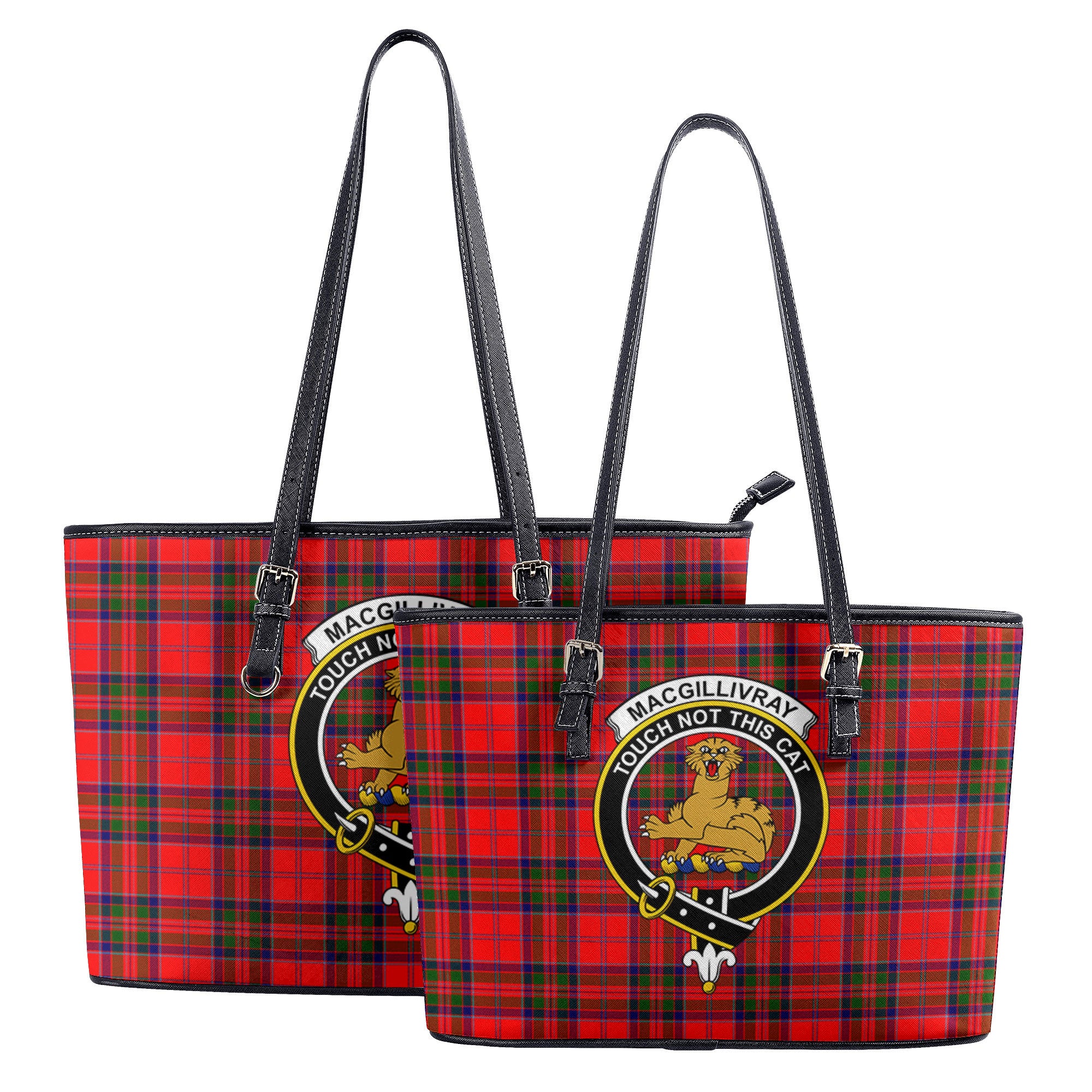 MacGillivray Modern Tartan Crest Leather Tote Bag