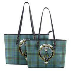 MacInnes Ancient Tartan Crest Leather Tote Bag