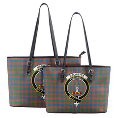 MacIntyre Ancient Tartan Crest Leather Tote Bag