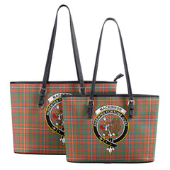 MacKinnon Ancient Tartan Crest Leather Tote Bag